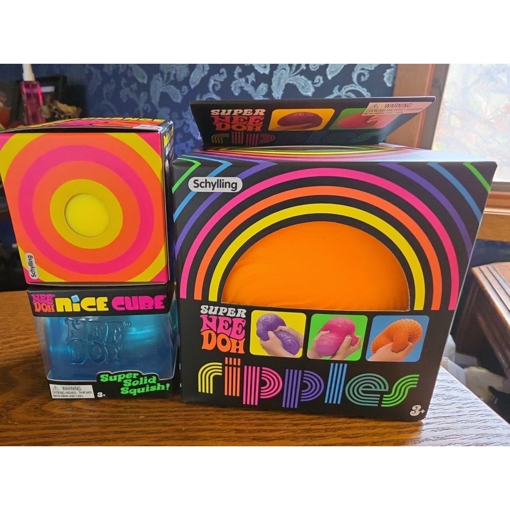 Super Nee Doh Ripple, Nice Cube & Color change Lot of 3  -Blue,Yellow ,orange